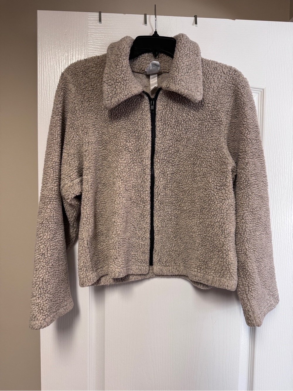 Cozy Taupe Sherpa Zip-Up Jacket